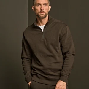 Ribbed Interlock Half Zip